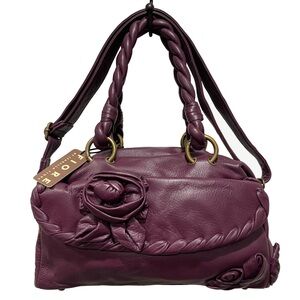 RARE Fiore by Isabella Fiore Purple Leather Braid Handle Purse Cocktail Glam NWT